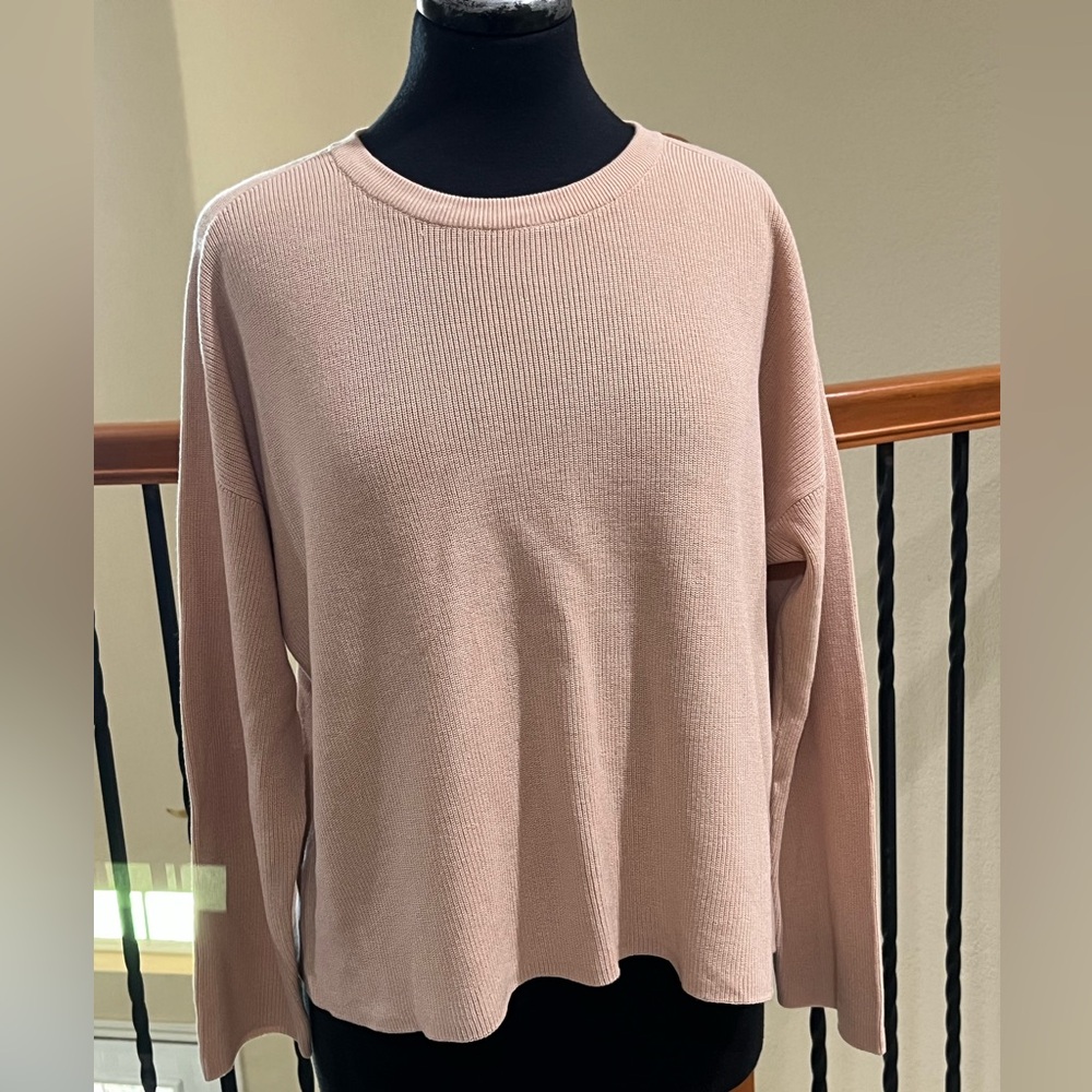 EILEEN FISHER RIBBED KNIT CREWNECK BOXY FIT SWEATER WOMEN SIZE M